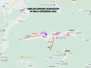 Mapa przedstawiająca organizację ruchu w dniu 9 września br.