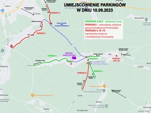 Mapa przedstawiająca organizację ruchu w dniu 10 września br.