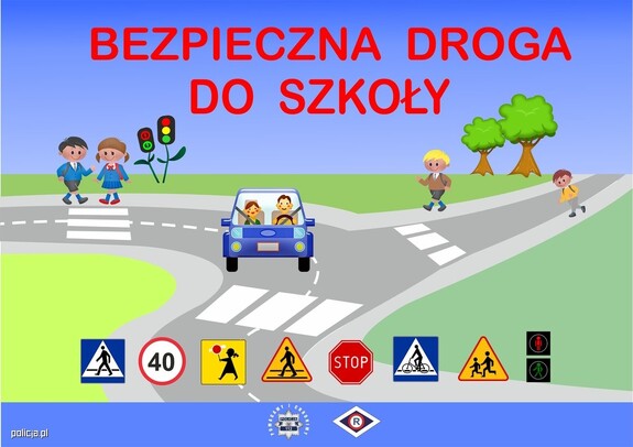 Infografika z napisem Bezpieczna droga do szkoły
