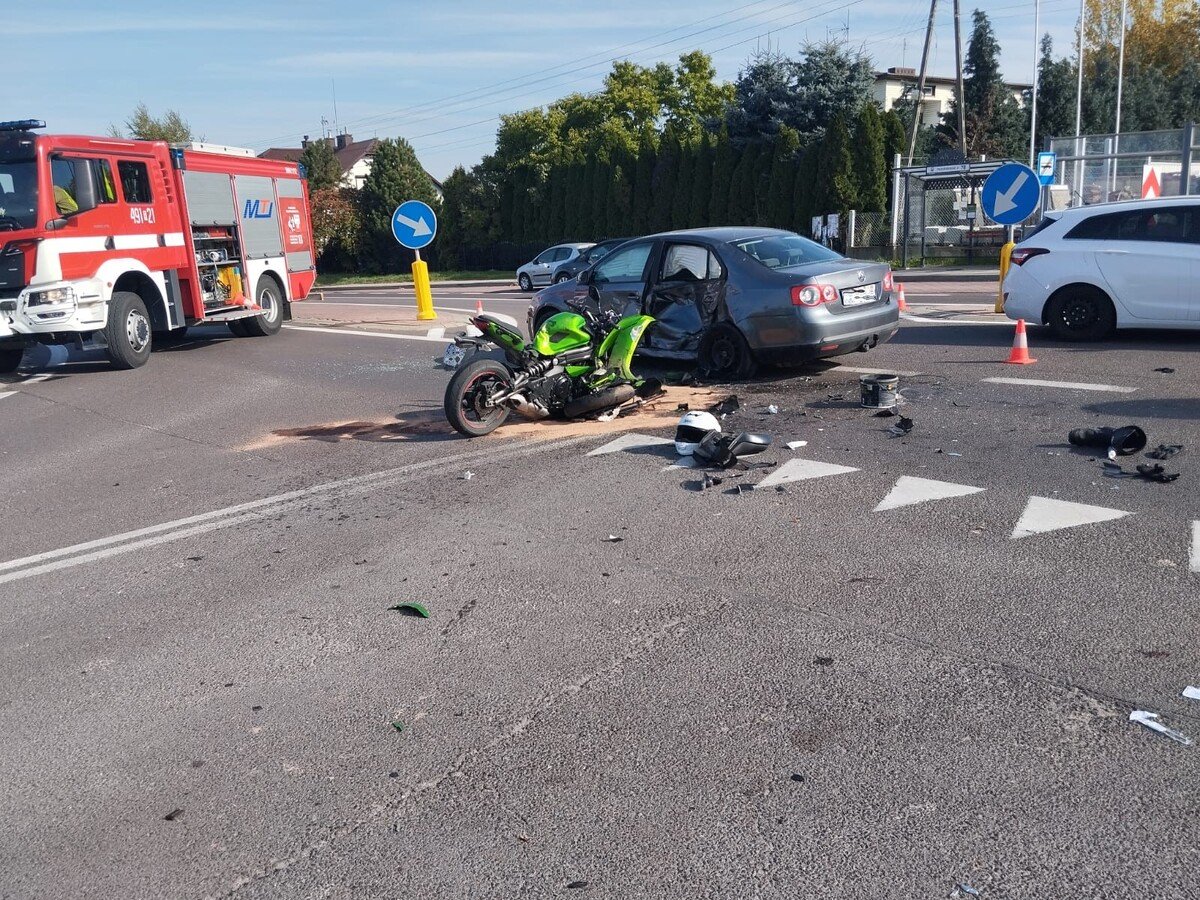 Wypadek motocyklisty i samochodu w Łańcucie